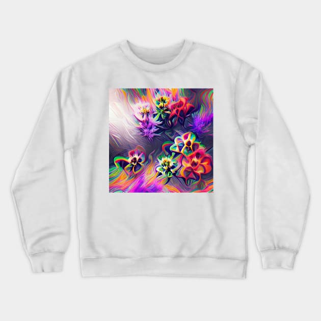 Psychedelic Flowers Crewneck Sweatshirt by Mihadom